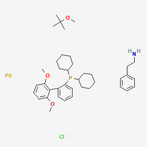 Dicyclohexyl-[2-(2,6-dimethoxyphenyl)phenyl]phosphane;2-methoxy-2-methylpropane;palladium;2-phenylethanamine;chloride