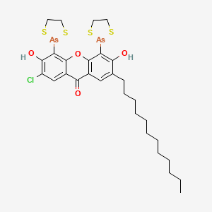 2-Chloro-4,5-bis(1,3,2-dithiarsolan-2-yl)-7-dodecyl-3,6-dihydroxy-9H-xanthen-9-one