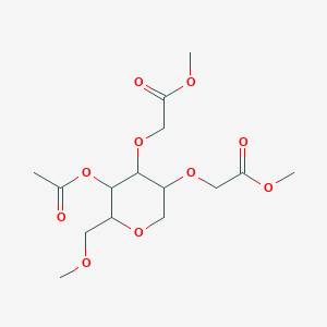 molecular formula C15H24O10 B138557 Methyl 2-[5-acetyloxy-6-(methoxymethyl)-4-(2-methoxy-2-oxoethoxy)oxan-3-yl]oxyacetate CAS No. 134121-16-7