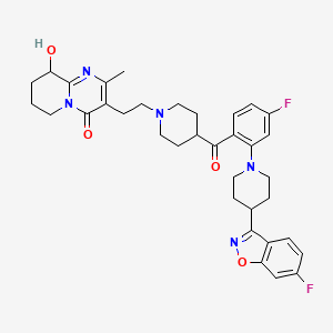 molecular formula C35H39F2N5O4 B13855705 3-[2-[4-[4-Fluoro-2-[4-(6-fluoro-1,2-benzisoxazol-3-yl)-1-piperidinyl]benzoyl]-1-piperidinyl]ethyl]-6,7,8,9-tetrahydro-9-hydroxy-2-methyl-4H-pyrido[1,2-a]pyrimidin-4-one CAS No. 2379324-96-4