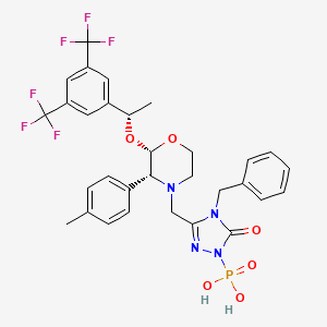 1-(3,5-Bis(trifluoromethyl)phenyl)ethoxy)-3-(p-tolyl)morpholino)methyl)-5-oxo-4,5-dihydro-1H-1,2,4-triazol-1-yl)phosphonic Acid