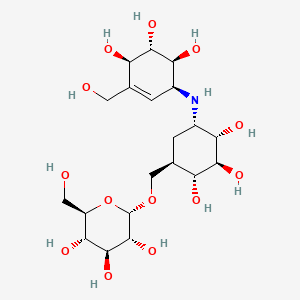 molecular formula C20H35NO13 B13856084 (2R,3S,4S,5R,6S)-2-(hydroxymethyl)-6-[[(1R,2R,3S,4S,5S)-2,3,4-trihydroxy-5-[[(1S,4R,5S,6S)-4,5,6-trihydroxy-3-(hydroxymethyl)cyclohex-2-en-1-yl]amino]cyclohexyl]methoxy]oxane-3,4,5-triol 