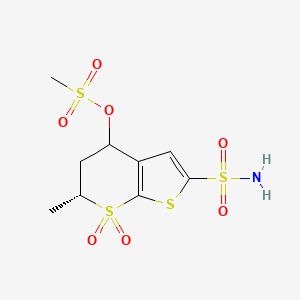 (6R)-6-Methyl-7,7-dioxido-2-sulfamoyl-5,6-dihydro-4H-thieno[2,3-b]thiopyran-4-yl methanesulfonate