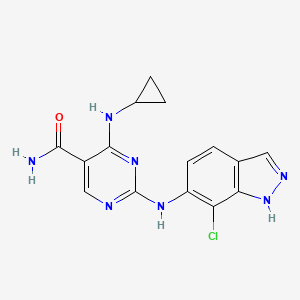 molecular formula C15H14ClN7O B13856687 2-[(7-chloro-1H-indazol-6-yl)amino]-4-(cyclopropylamino)pyrimidine-5-carboxamide 