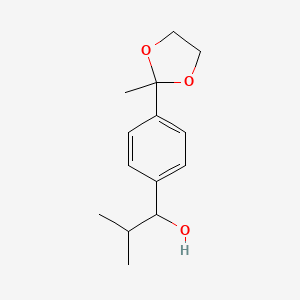 molecular formula C14H20O3 B13856779 2-Methyl-1-(4-(2-methyl-1,3-dioxolan-2-yl)phenyl)propan-1-ol 