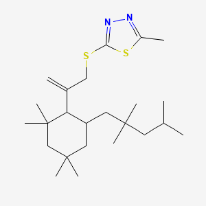 2-Methyl-5-((2-(2,2,4,4-tetramethyl-6-(2,2,4-trimethylpentyl)cyclohexyl)allyl)thio)-1,3,4-thiadiazole