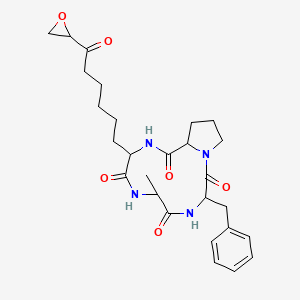 molecular formula C27H36N4O6 B13857025 3-Benzyl-6-methyl-9-[6-(oxiran-2-yl)-6-oxohexyl]-1,4,7,10-tetrazabicyclo[10.3.0]pentadecane-2,5,8,11-tetrone 