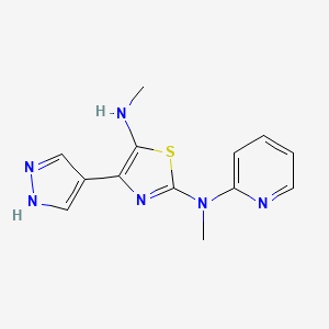 2-N,5-N-dimethyl-4-(1H-pyrazol-4-yl)-2-N-pyridin-2-yl-1,3-thiazole-2,5-diamine