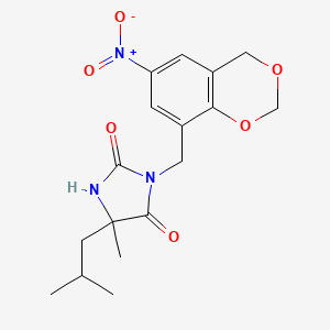 5-Methyl-5-(2-methylpropyl)-3-[(6-nitro-4H-1,3-benzodioxin-8-yl)methyl]-2,4-imidazolidinedione