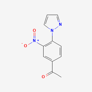 molecular formula C11H9N3O3 B1385759 1-[3-nitro-4-(1H-pyrazol-1-yl)phenyl]ethanone CAS No. 1152964-28-7
