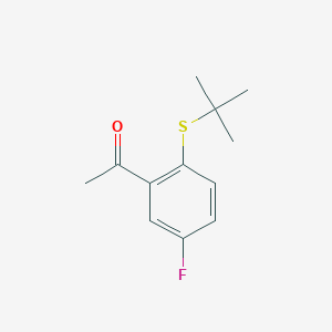 molecular formula C12H15FOS B1385761 1-[2-(Tert-butylsulfanyl)-5-fluorophenyl]ethan-1-one CAS No. 1019480-19-3