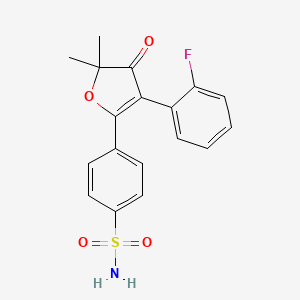 4-(3-(2-Fluorophenyl)-5,5-dimethyl-4-oxo-4,5-dihydrofuran-2-yl)benzenesulfonamide