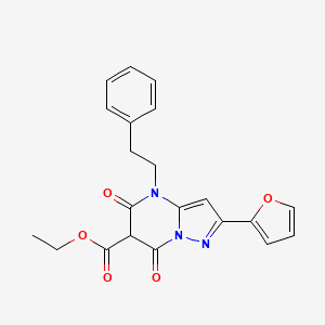 Ethyl 2-(furan-2-yl)-5,7-dioxo-4-phenethyl-4,5,6,7-tetrahydropyrazolo[1,5-a]pyrimidine-6-carboxylate