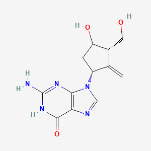 molecular formula C12H15N5O3 B13857785 2-amino-9-[(1R,3S)-4-hydroxy-3-(hydroxymethyl)-2-methylidenecyclopentyl]-1H-purin-6-one 