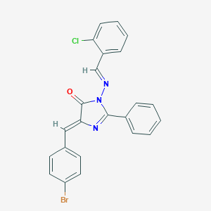 molecular formula C23H15BrClN3O B138578 4-(p-Bromobenzylidene)-1-((o-chlorobenzylidene)amino)-2-phenyl-2-imidazolin-5-one CAS No. 126245-15-6
