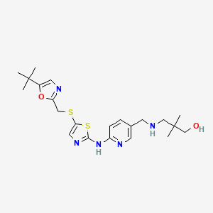 molecular formula C22H31N5O2S2 B13857953 1-Propanol, 3-[[[6-[[5-[[[5-(1,1-dimethylethyl)-2-oxazolyl]methyl]thio]-2-thiazolyl]amino]-3-pyridinyl]methyl]amino]-2,2-dimethyl- 