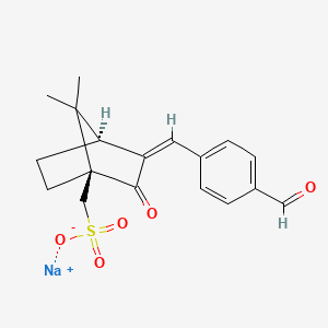 molecular formula C18H19NaO5S B13858492 Sodium 4-((E)-((1SR,4SR)-7,7-dimethyl-3-oxo-4-(sulfomethyl)bicyclo[2.2.1]heptan-2-ylidene)methyl)-benzaldehyde 