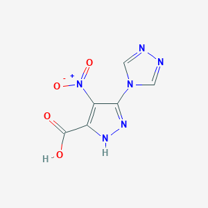 molecular formula C6H4N6O4 B1385882 4-Nitro-3-(4H-1,2,4-triazol-4-YL)-1H-pyrazole-5-carboxylic acid CAS No. 1258002-57-1