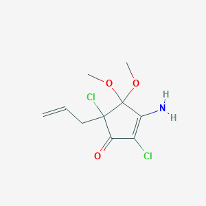 molecular formula C10H13Cl2NO3 B138590 3-Amino-2,5-dichloro-4,4-dimethoxy-5-(2-propenyl)-2-cyclopenten-1-one CAS No. 139219-57-1