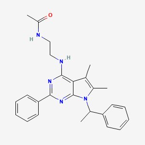 N-[2-[[5,6-dimethyl-2-phenyl-7-(1-phenylethyl)pyrrolo[2,3-d]pyrimidin-4-yl]amino]ethyl]acetamide