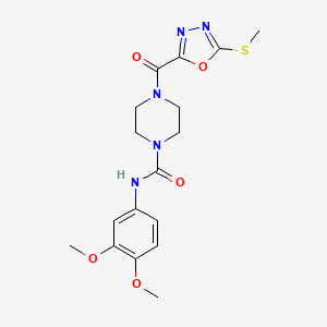 molecular formula C17H21N5O5S B13859770 N-(3,4-dimethoxyphenyl)-4-(5-methylsulfanyl-1,3,4-oxadiazole-2-carbonyl)piperazine-1-carboxamide 