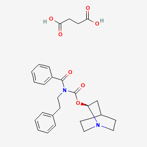 molecular formula C27H32N2O7 B13860183 [(2S)-1-azabicyclo[2.2.2]octan-2-yl] N-benzoyl-N-(2-phenylethyl)carbamate;butanedioic acid 