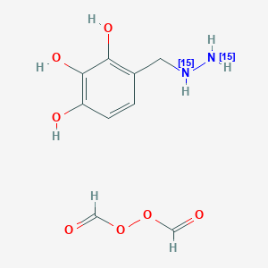 molecular formula C9H12N2O7 B13860237 4-[(azanyl(15N)amino)methyl]benzene-1,2,3-triol;formyloxy formate 