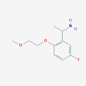 molecular formula C11H16FNO2 B1386118 1-[5-Fluoro-2-(2-methoxyethoxy)-phenyl]-ethylamine CAS No. 1019573-25-1