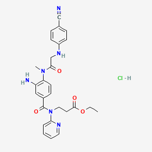 molecular formula C27H29ClN6O4 B13861187 Ethyl 3-(3-Amino-4-(2-((4-cyanophenyl)amino)-N-methylacetamido)-N-(pyridin-2-yl)benzamido)propanoate Hydrochloride 