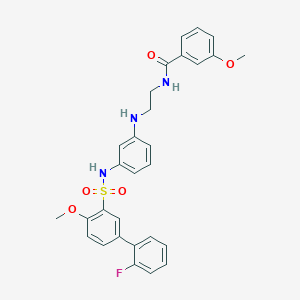 N-[2-[3-[[5-(2-fluorophenyl)-2-methoxyphenyl]sulfonylamino]anilino]ethyl]-3-methoxybenzamide