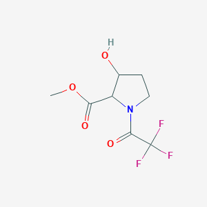 molecular formula C8H10F3NO4 B13861682 Methyl 3-hydroxy-1-(2,2,2-trifluoroacetyl)pyrrolidine-2-carboxylate 