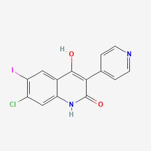 7-chloro-4-hydroxy-6-iodo-3-pyridin-4-yl-1H-quinolin-2-one