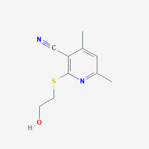 molecular formula C10H12N2OS B1386247 2-(2-Hydroxyethylsulfanyl)-4,6-dimethylnicotinonitrile CAS No. 188591-53-9