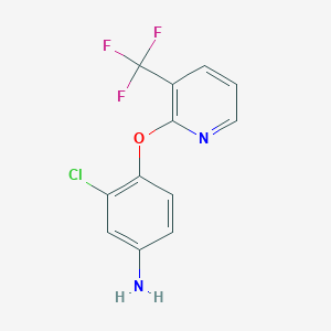 molecular formula C12H8ClF3N2O B1386275 3-Chloro-4-{[3-(trifluoromethyl)pyridin-2-yl]oxy}aniline CAS No. 1099669-15-4