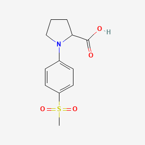 molecular formula C12H15NO4S B1386283 1-[4-(Methylsulfonyl)phenyl]pyrrolidine-2-carboxylic acid CAS No. 1330783-57-7