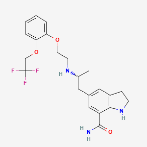 molecular formula C22H26F3N3O3 B13863218 (R)-5-(2-((2-(2-(2,2,2-Trifluoroethoxy)phenoxy)ethyl)amino)propyl)indoline-7-carboxamide 