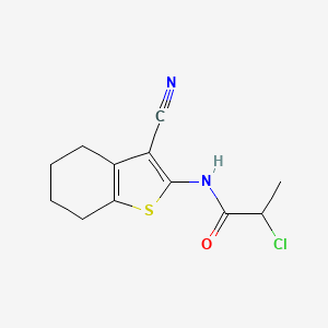 molecular formula C12H13ClN2OS B1386335 2-Chloro-N-(3-cyano-4,5,6,7-tetrahydro-1-benzothien-2-yl)propanamide CAS No. 351013-92-8