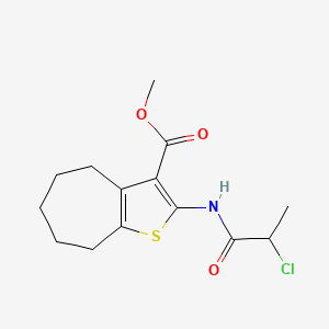 molecular formula C14H18ClNO3S B1386344 Methyl 2-[(2-chloropropanoyl)amino]-5,6,7,8-tetra-hydro-4H-cyclohepta[b]thiophene-3-carboxylate CAS No. 1156767-73-5