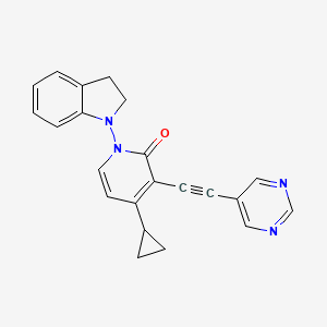 2(1h)-Pyridinone,4-cyclopropyl-1-(2,3-dihydro-1h-indolyl)-3-[2-(5-pyrimidinyl)ethynyl]-