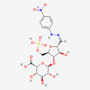 molecular formula C18H23N3O15S B13863618 (2R,3S,4S,5R,6R)-3,4,5-trihydroxy-6-[(2R,3S,4R,5R)-4-hydroxy-5-[(Z)-[(4-nitrophenyl)hydrazinylidene]methyl]-2-(sulfooxymethyl)oxolan-3-yl]oxyoxane-2-carboxylic acid 