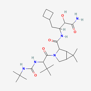 molecular formula C27H47N5O5 B13863653 3-Azabicyclo[3.1.0]hexane-2-carboxamide, N-[3-amino-1-(cyclobutylmethyl)-2-hydroxy-3-oxopropyl]-3-[(2S)-2-[[[(1,1-dimethylethyl)amino]carbonyl]amino]-3,3-dimethyl-1-oxobutyl]-6,6-dime thyl-, (1R,2S,5S)- 