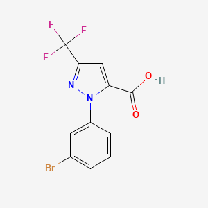 molecular formula C11H6BrF3N2O2 B13863748 2-(3-Bromophenyl)-5-(trifluoromethyl)pyrazole-3-carboxylic acid 