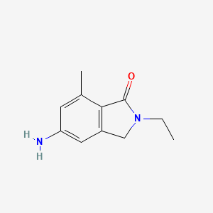 molecular formula C11H14N2O B13864068 5-amino-2-ethyl-7-methyl-3H-isoindol-1-one 