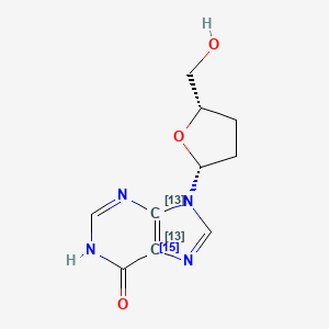 molecular formula C10H12N4O3 B13864281 2',3'-Dideoxyinosine-13C2,15N 