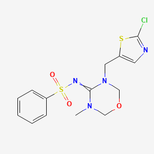 molecular formula C14H15ClN4O3S2 B13864340 N-(3-((2-Chlorothiazol-5-yl)methyl)-5-methyl-1,3,5-oxadiazinan-4-ylidene)benzenesulfonamide 