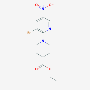 molecular formula C13H16BrN3O4 B13864417 Ethyl 1-(3-bromo-5-nitropyridin-2-yl)piperidine-4-carboxylate 