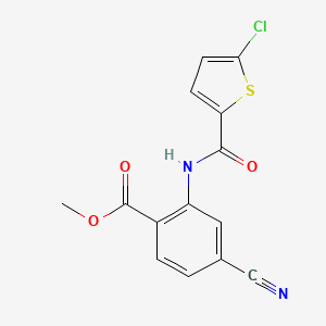 molecular formula C14H9ClN2O3S B13864428 Methyl 2-{[(5-chloro-2-thienyl)carbonyl]amino}-4-cyanobenzoate 