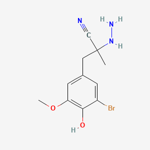 3-(3-Bromo-4-hydroxy-5-methoxyphenyl)-2-hydrazinyl-2-methylpropanenitrile