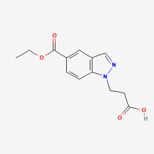 molecular formula C13H14N2O4 B13864504 3-(5-Ethoxycarbonylindazol-1-yl)propanoic acid 