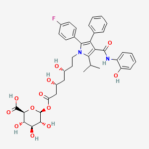 molecular formula C39H43FN2O12 B13864580 (2S,3S,4S,5R,6S)-6-[(3R,5R)-7-[2-(4-fluorophenyl)-4-[(2-hydroxyphenyl)carbamoyl]-3-phenyl-5-propan-2-ylpyrrol-1-yl]-3,5-dihydroxyheptanoyl]oxy-3,4,5-trihydroxyoxane-2-carboxylic acid 